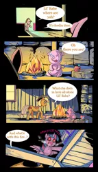 Size: 600x1050 | Tagged: semi-grimdark, artist:bakki, derpibooru import, applejack, twilight sparkle, twilight sparkle (alicorn), alicorn, pig, pony, apple, barn, comic, female, fire, horror, jojo's bizarre adventure, mare, meat, omnivore twilight, ponies wanting to eat meat, wryyy