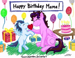 Size: 778x598 | Tagged: safe, artist:texasuberalles, derpibooru import, soarin', pegasus, pony, amy keating rogers, balloon, birthday, duo, soren