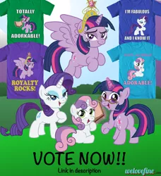 Size: 1024x1124 | Tagged: safe, artist:aleximusprime, derpibooru import, rarity, sweetie belle, twilight sparkle, twilight sparkle (alicorn), alicorn, pony, big crown thingy, clothes, contest, female, mare, t-shirt, welovefine