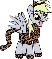 Size: 349x399 | Tagged: safe, artist:youwillneverkno, derpibooru import, derpy hooves, big cat, cat, leopard, pegasus, pony, cat ears, clothes, costume, female, mare, solo