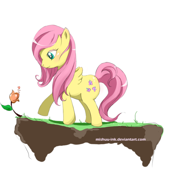 Size: 621x626 | Tagged: artist:ink-desu, derpibooru import, flower, fluttershy, safe, solo