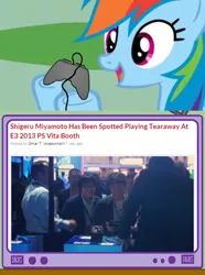 Size: 564x760 | Tagged: derpibooru import, exploitable meme, gamerdash, nintendo, psvita, rainbow dash, safe, shigeru miyamoto, tv meme