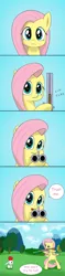 Size: 1396x5906 | Tagged: safe, artist:doublewbrothers, derpibooru import, angel bunny, fluttershy, pony, apple, bipedal, comic, gun, shotgun, this will end in tears, this will end in tears and/or death, weapon, william tell