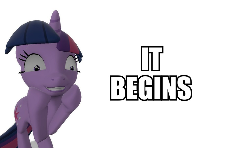 Size: 960x600 | Tagged: safe, artist:pinkie diane roosevelt phd, derpibooru import, twilight sparkle, 3d, gmod, it begins, reaction image, solo