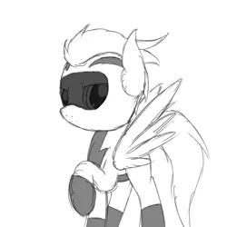 Size: 2600x2600 | Tagged: safe, artist:flashiest lightning, derpibooru import, oc, unofficial characters only, pegasus, pony, helmet, monochrome, racer, racing suit, solo