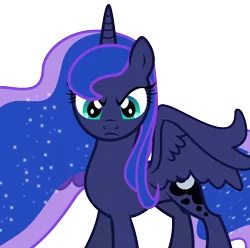 Size: 6500x6443 | Tagged: absurd resolution, artist:theshadowstone, derpibooru import, looking at you, missing accessory, princess luna, safe, simple background, solo, transparent background, vector