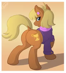 Size: 2274x2500 | Tagged: suggestive, artist:skipsy, derpibooru import, ms. harshwhinny, earth pony, pony, bedroom eyes, bottomless, clothes, dock, female, looking at you, looking back, mare, plot, solo, solo female