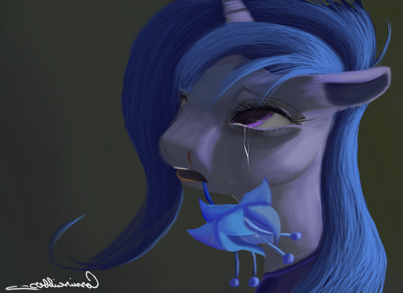 Size: 3501x2544 | Tagged: artist:auroriia, crying, derpibooru import, poison joke, princess luna, s1 luna, sad, safe, solo