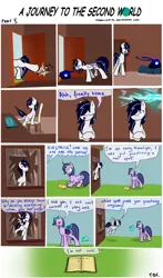 Size: 1024x1747 | Tagged: safe, artist:moonlightfl, derpibooru import, oc, oc:moonlight flare, unofficial characters only, pegasus, pony, unicorn, a journey to the second world, comic, ponyville