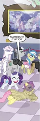 Size: 304x917 | Tagged: clothes, comic, derpibooru import, faic, fleur-de-lis, fluttershy, gavel, idw, praiser pan, rarity, safe, spoiler:comic, spoiler:comicm04, sweater, sweatershy, upper crust