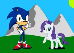 Size: 1800x1300 | Tagged: artist:shadow051, crossover, crossover shipping, derpibooru import, female, interspecies, love, male, rarisonic, rarity, safe, shipping, sonic the hedgehog, sonic the hedgehog (series), straight