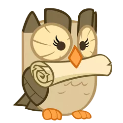 Size: 10000x10000 | Tagged: absurd resolution, animal, artist:gratlofatic, bird, derpibooru import, mouth hold, owl, owlowiscious, safe, scroll, simple background, solo, transparent background, vector