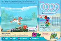 Size: 694x470 | Tagged: air supply, baby honolu-loo, bubble, butterfly island, butterfly island adventure game, derpibooru import, flash game, g3, game, honolu-loo, safe, snorkel, video game, water