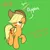 Size: 1000x1000 | Tagged: safe, artist:lightningnickel, derpibooru import, applejack, apple, green background, image, png, recolor, simple background, solo