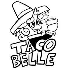 Size: 576x576 | Tagged: artist:pembroke, derpibooru import, meanie belle, monochrome, safe, solo, sombrero, sweetie belle, taco, taco bell, taco belle
