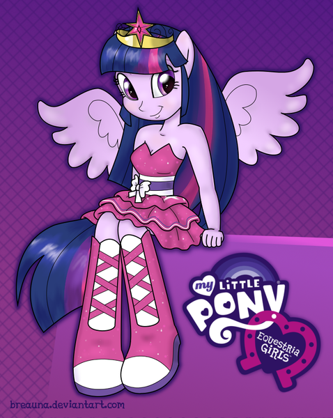 Size: 714x896 | Tagged: safe, artist:bswprecious, artist:myrami, derpibooru import, twilight sparkle, equestria girls, bare shoulders, fall formal outfits, my little pony logo, ponied up, sleeveless, solo, strapless