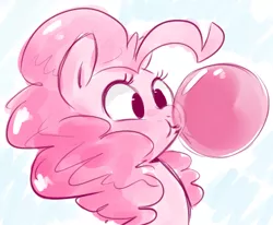 Size: 430x355 | Tagged: safe, artist:briskby, artist:rustydooks, derpibooru import, pinkie pie, pony, bubblegum, colored, cute, diapinkes, food, gum, portrait, solo