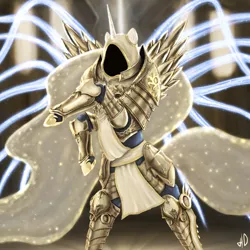 Size: 1280x1280 | Tagged: artist:dobromyslov, derpibooru import, diablo, epic, princess celestia, safe, solo, tyrael