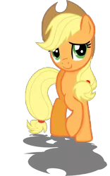 Size: 2656x4260 | Tagged: applejack, artist:rontoday2012, artist:vegabases, c:, cute, derpibooru import, embarrassed, jackabetes, raised hoof, safe, shadow, simple background, smiling, solo, transparent background, vector