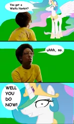 Size: 761x1278 | Tagged: austin reid, bedroom eyes, chat bubble, comic, comic sans, derpibooru import, dialogue, human, irl, irl human, norbit, photo, princess celestia, princess molestia, rapeface, safe, waifu