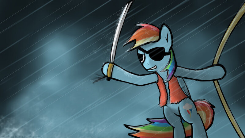 Size: 1191x670 | Tagged: safe, artist:makc-hunter, derpibooru import, rainbow dash, pirate, pirate dash, solo