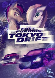 Size: 1500x2135 | Tagged: artist:mennorino, artist:pinkyaudir8, derpibooru import, fast and furious, flower, oc, oc:pinky, ponified, poster, safe, the fast and furious: tokyo drift, unofficial characters only