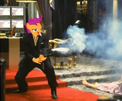 Size: 1274x1054 | Tagged: anthro, blood, chickun, cocaine, corpse, dead, derpibooru import, exploitable meme, forced meme, gun, machine gun, scarface, scootaloo, semi-grimdark, tony montana, weapon