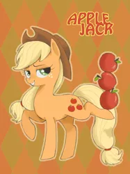 Size: 800x1067 | Tagged: apple, applejack, artist:wolhim, balance, balancing, derpibooru import, raised leg, safe, solo