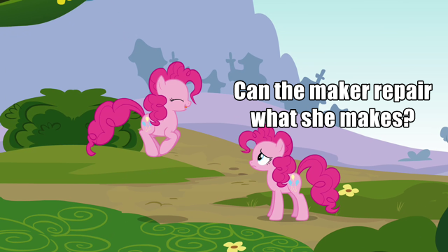 Size: 640x360 | Tagged: safe, derpibooru import, edit, edited screencap, screencap, pinkie pie, earth pony, pony, too many pinkie pies, blade runner, caption, clone, female, image macro, mare, pinkie clone, pinkie clone debate, pinkie tyrone