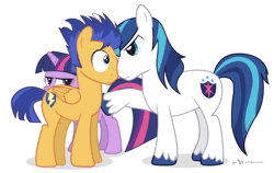 Size: 950x600 | Tagged: safe, artist:dm29, derpibooru import, flash sentry, shining armor, twilight sparkle, twilight sparkle (alicorn), alicorn, pony, angry, animated, annoyed, backwards cutie mark, boop, captain armor and guard sentry, female, flashlight, frown, male, mare, noseboop, overprotective, overprotective armor, shining armor is not amused, shipping, straight, trio, twilight is not amused, unamused