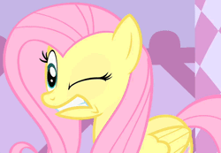 Size: 504x349 | Tagged: animated, cropped, derpibooru import, floppy ears, fluttershy, loop, offscreen character, safe, screencap, solo, stare master
