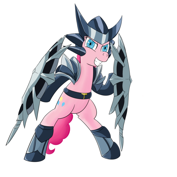 Size: 2000x2000 | Tagged: armor, artist:dragonfoorm, derpibooru import, erza scarlett, fairy tail, parody, pinkie pie, safe, simple background, solo, transparent background