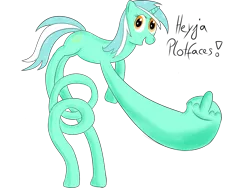 Size: 900x675 | Tagged: safe, artist:dragonfoorm, derpibooru import, lyra heartstrings, pony, unicorn, bipedal, hand, long pony, middle finger, simple background, solo, transparent background, vulgar, wat