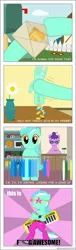 Size: 1098x3598 | Tagged: safe, artist:negasun, derpibooru import, lyra heartstrings, oc, unnamed oc, earth pony, pony, unicorn, background pony, basketball, bits, boombox, censored, clothes, comic, crossover, female, gala ticket, keyboard, lyra plushie, macklemore & ryan lewis, mailbox, mare, musical instrument, pants, plothole plush lyra, self plushidox, skateboard, song reference, sports, star glasses, swag, thrift shop