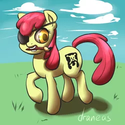 Size: 1000x1000 | Tagged: safe, artist:draneas, derpibooru import, apple bloom, 30 minute art challenge, eyepatch, pirate, solo