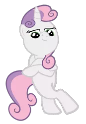 Size: 789x1143 | Tagged: safe, artist:kuren247, derpibooru import, sweetie belle, pony, bipedal, cool, crossed legs, simple background, solo, transparent background, vector