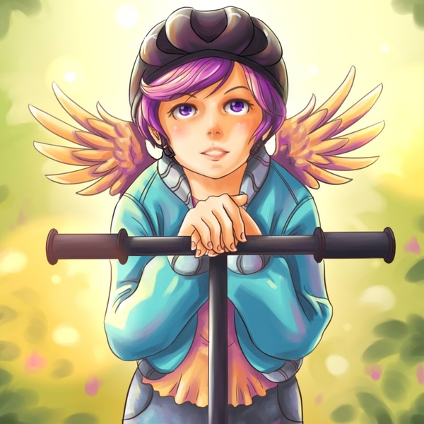 Size: 800x800 | Tagged: artist:ninjaham, clothes, cute, cutealoo, derpibooru import, helmet, human, humanized, jacket, pony coloring, safe, scootaloo, scooter, solo, winged humanization