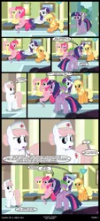 Size: 1000x2214 | Tagged: applejack, artist:skipsy, comic, comic:dawn of a new day, dawn of a new day, derpibooru import, fanfic, fluttershy, hospital, mane six, nurse redheart, pinkie pie, rarity, sad, safe, spike, twilight sparkle