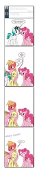 Size: 840x3488 | Tagged: safe, artist:dekomaru, derpibooru import, big macintosh, fluttershy, pinkie pie, oc, oc:dazzle, earth pony, pony, tumblr:ask twixie, canon x oc, comic, descriptive noise, faint, fluttermac, male, meme, ring, shipping, simple background, stallion, straight, tumblr, wedding ring, white background