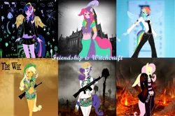 Size: 1242x827 | Tagged: ambiguous facial structure, anthro, applejack, artist:kanashiibara, cult leader fluttershy, derpibooru import, fluttershy, friendship is witchcraft, gypsy pie, mane six, pinkie pie, rainbow dash, rarity, romani, safe, twilight sparkle