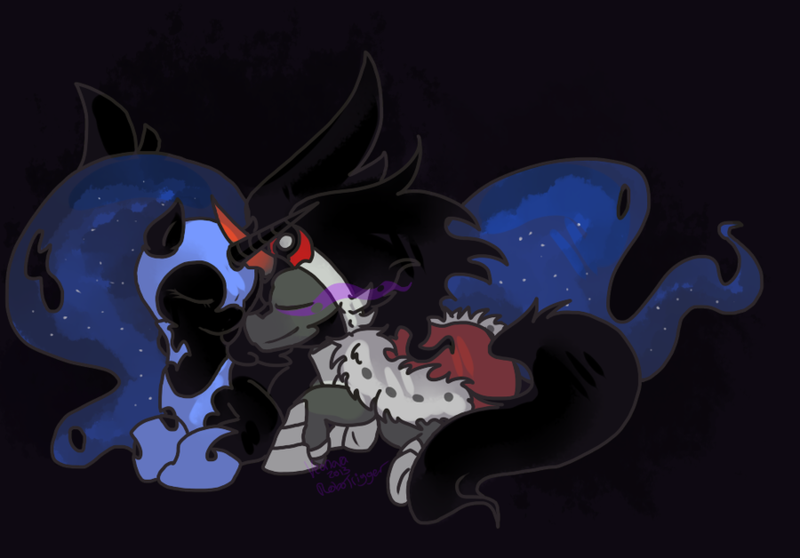 Size: 900x628 | Tagged: antagonist, artist:soulwarri0r, derpibooru import, female, king sombra, lumbra, male, nightmare moon, safe, shipping, sombramoon, straight