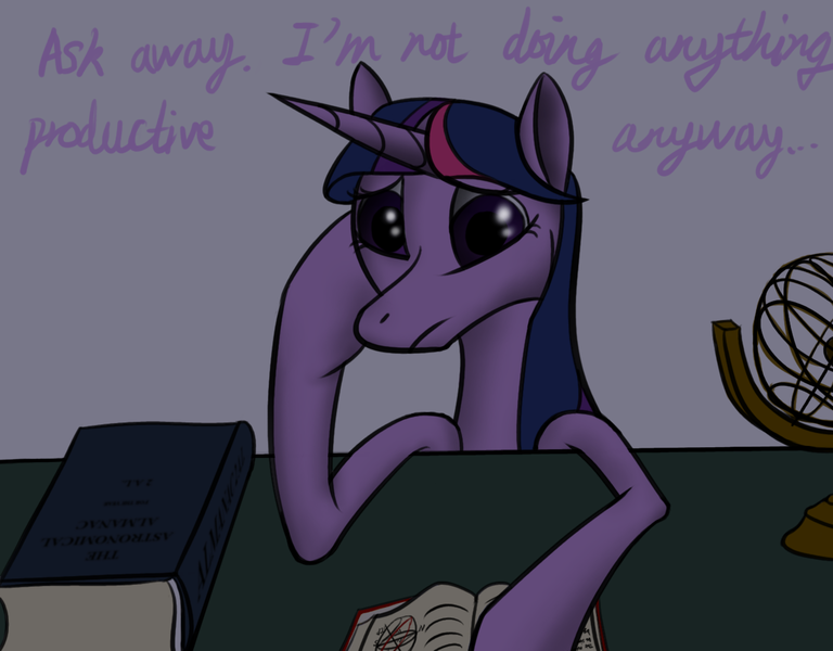 Size: 1280x1000 | Tagged: artist:kopaleo, ask, astronomy, depressed, derpibooru import, lonely, sad, safe, solo, tumblr, twilight sparkle