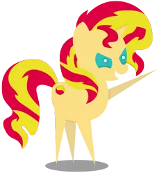 Size: 4232x4424 | Tagged: dead source, safe, artist:pinkiespartygirl, derpibooru import, sunset shimmer, pony, absurd resolution, grin, pointy ponies, raised leg, simple background, solo, transparent background, vector