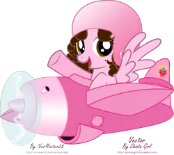 Size: 5200x4629 | Tagged: absurd resolution, aircraft, artist:nesmaster23, artist:shinta-girl, derpibooru import, helmet, oc, oc:shinta pony, plane, propeller, safe, solo, unofficial characters only