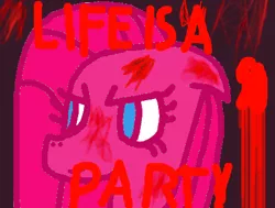 Size: 450x340 | Tagged: artist:loppiepiepie, blood, derpibooru import, fanfic:cupcakes, grimdark, pinkamena diane pie, pinkie pie