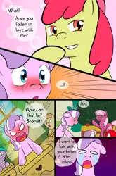 Size: 792x1200 | Tagged: safe, artist:caluriri, derpibooru import, apple bloom, cheerilee, diamond tiara, sweetie belle, twist, comic, diamond tsundiara, diamondbloom, female, lesbian, ponyville schoolhouse, shipping, tsundere