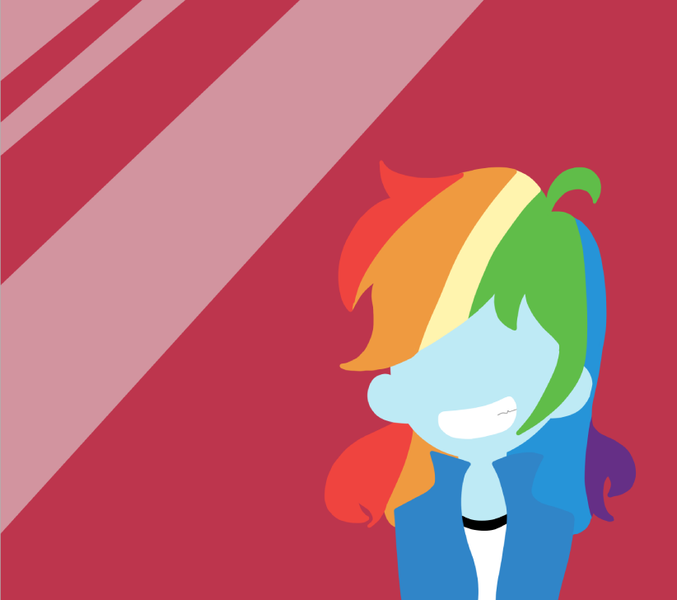 Size: 822x728 | Tagged: safe, artist:typhwosion, derpibooru import, rainbow dash, equestria girls, abstract background, female, lineless, minimalist, modern art, smiling, solo, wallpaper