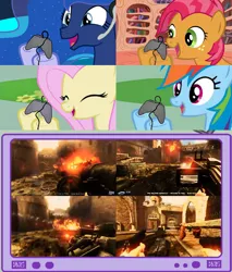 Size: 782x918 | Tagged: babs seed, derpibooru import, exploitable meme, fluttershy, gamer babs, gamerdash, gamer luna, gamer meme, gamershy, meme, princess luna, rainbow dash, rise of the triad, safe, screencap, tv meme