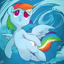 Size: 1195x1200 | Tagged: safe, artist:atryl, derpibooru import, rainbow dash, pegasus, pony, colored eyelashes, female, flying, mare, rainbow lashes, sad, solo