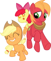 Size: 6000x7149 | Tagged: safe, artist:chainchomp2, artist:sibsy, derpibooru import, idw, apple bloom, applejack, big macintosh, earth pony, pony, absurd resolution, colt, female, filly, male, simple background, transparent background, vector, younger